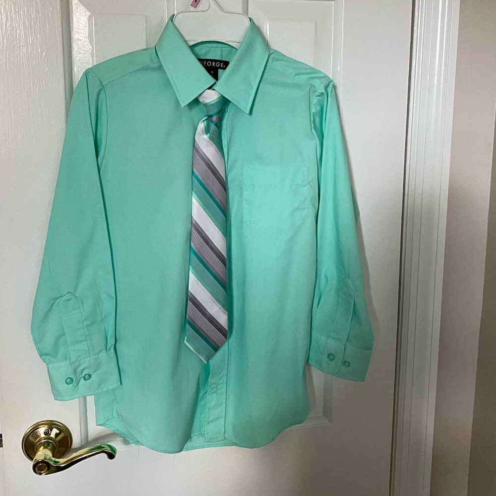 Boy dress shirt with clip on tie